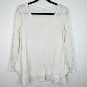 No Comment Waffle Knit White Oversized Top Shirt Size Medium M Womens